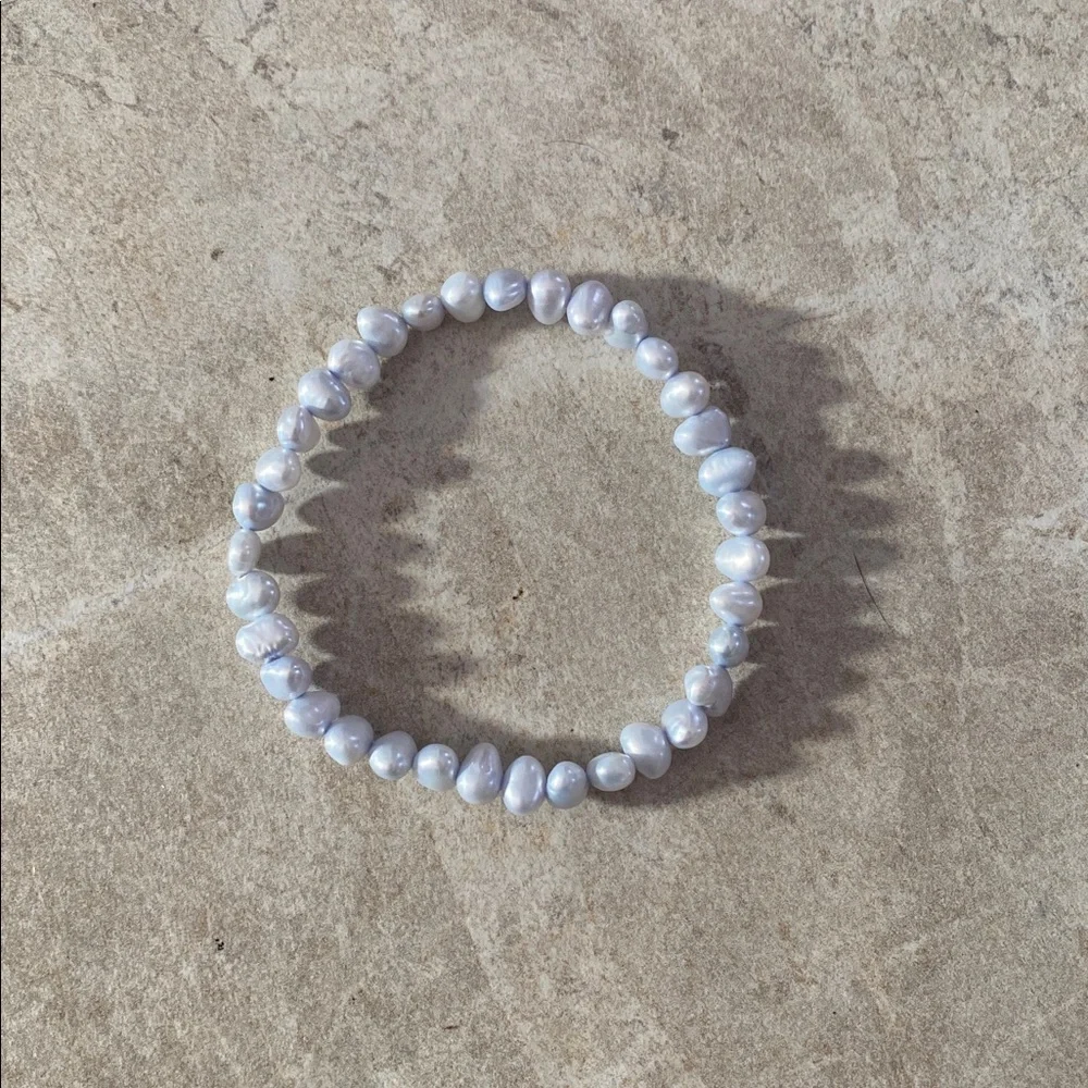 Icy Blue Freshwater Pearl Stretch Bracelet - Picture 2 of 6